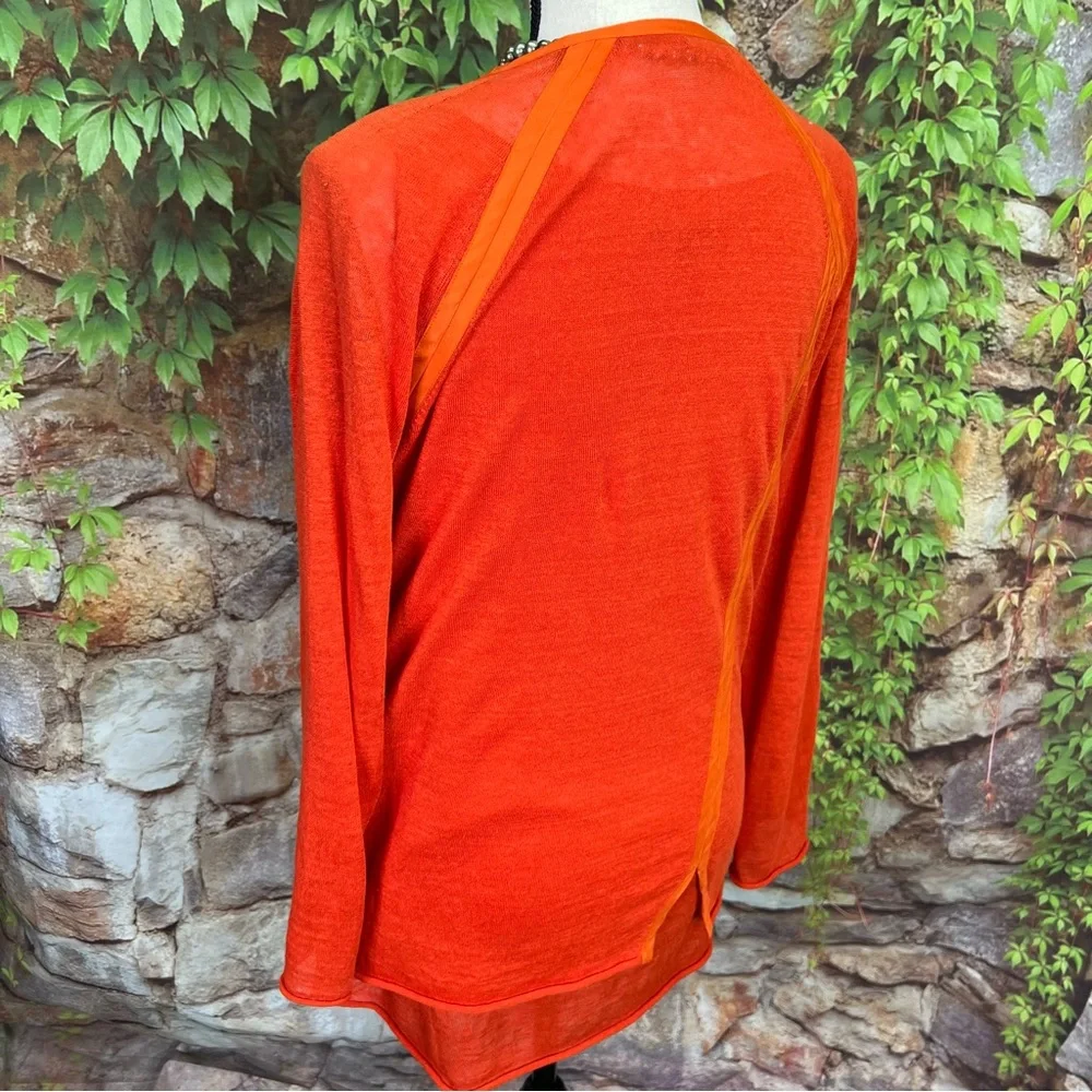 LAFAYETTE 148 NEW YORK Vibrant Linen Blend Orange Knit Set, M